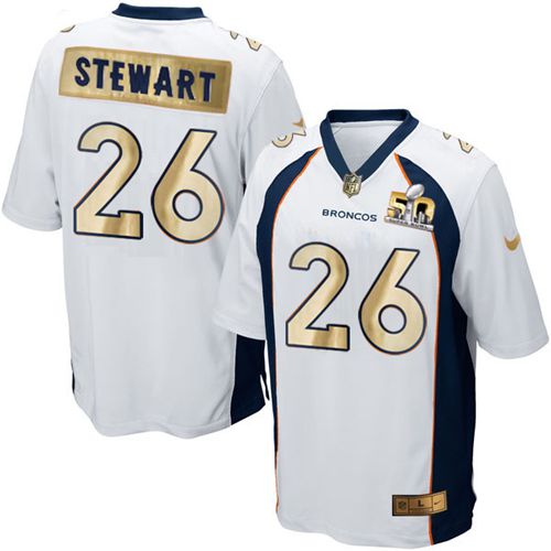 Nike Broncos #26 Darian Stewart White Men's Stitched NFL Game Super Bowl 50 Collection Jersey - Click Image to Close